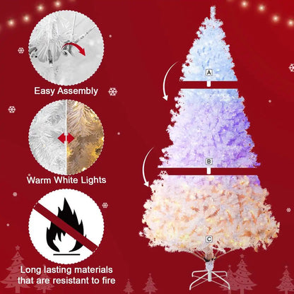 White Christmas Tree Auto Tree Branches Infinite Light 8 Flashing Modes Stereo Wooden Scene Layout Decorations Ornaments Handmad