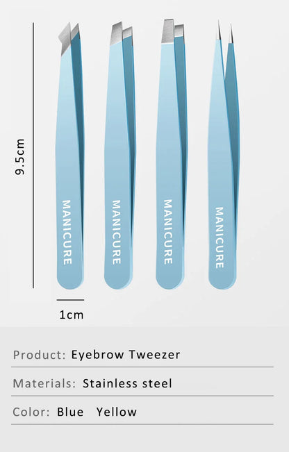 Eyebrow Tweezer Colorful Hair Beauty Fine Hairs Puller Stainless Steel Slanted Eye Brow Clips Removal Makeup Tools
