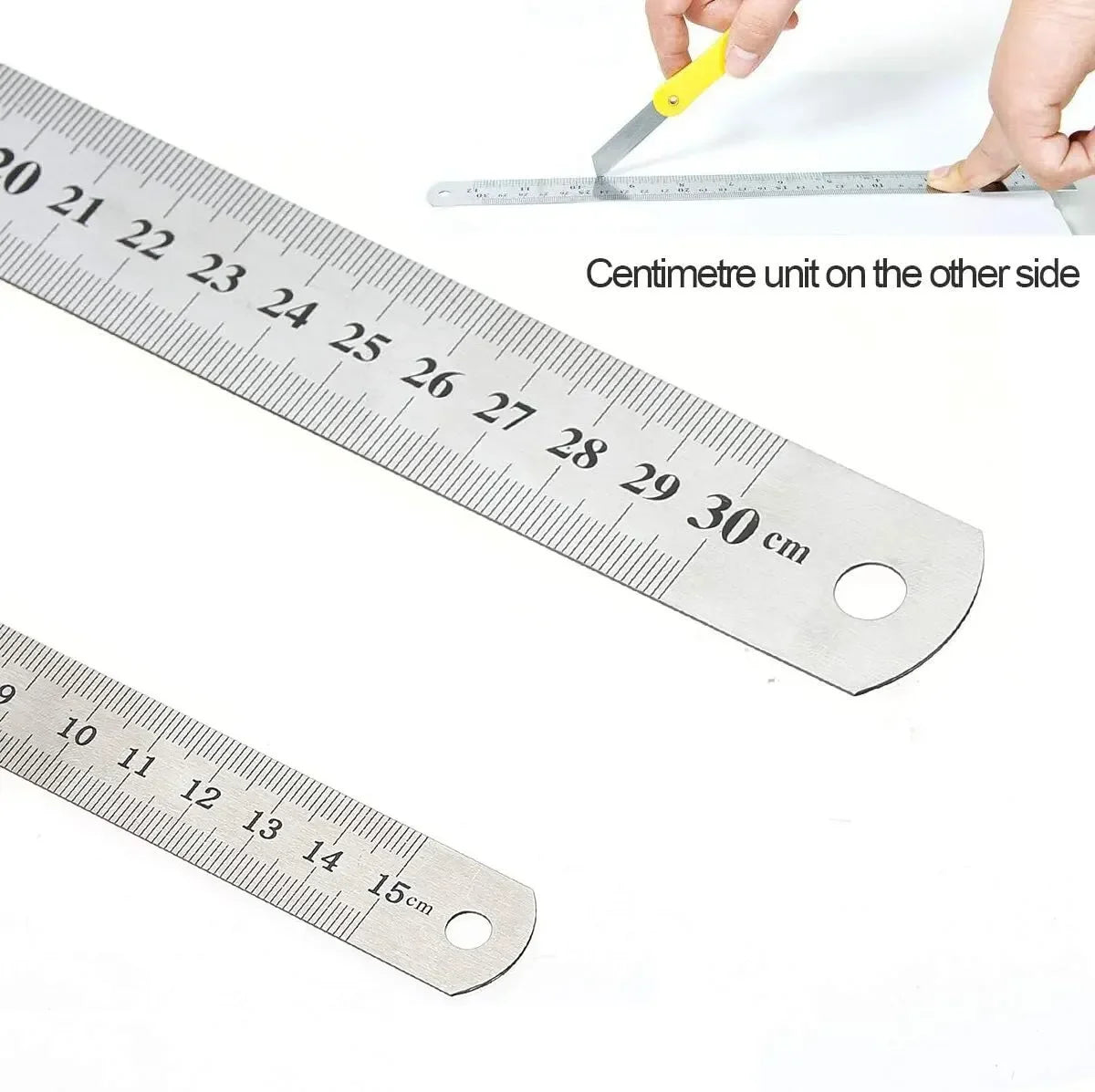 Stainless Steel Double Side Straight Ruler Centimeter Inches Scale Metric Ruler Precision Measuring Tool School Office Supplies