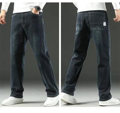 2025 New Spring and Autumn Men's Jeans, Loose, Comfortable, Straight, Business Casual, Versatile Wide-leg Business Trousers