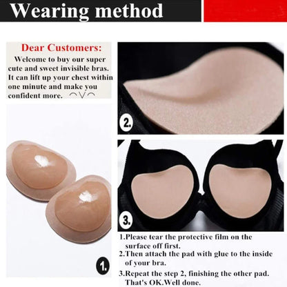 Chest Push Up Sticky Bra Thicker Sponge Bra Pads Breast Lift Up Enhancer Silicone Removeable Inserts Swimsuit Invisible Bra