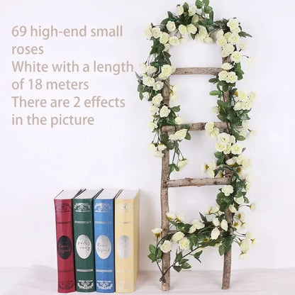 2.5m 1.8m Rose Artificial Flower Vine For Wedding Garland White Pink Home Room Wedding Decoration Silk Artificial Rose Vine Han