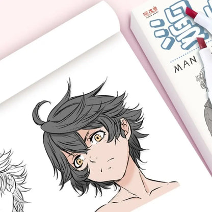 Comics Anime Sketch Tutorial Book Girl Boy Zero Basic Line Draft Tracing Book Novice Hand Drawing Comics Hand Drawn Book