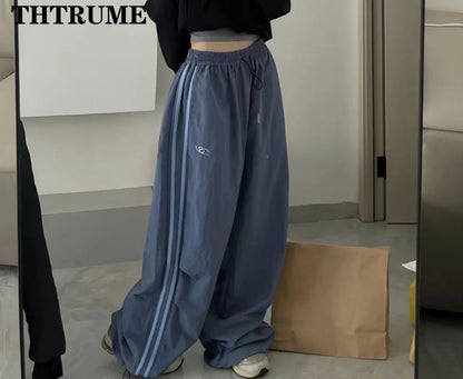 Y2K Vintage Women Loose Pants Oversized Hip Hop Drawstring Pocket Fashion Chic Cargo Pant Casual Office Lady Baggy New Trousers