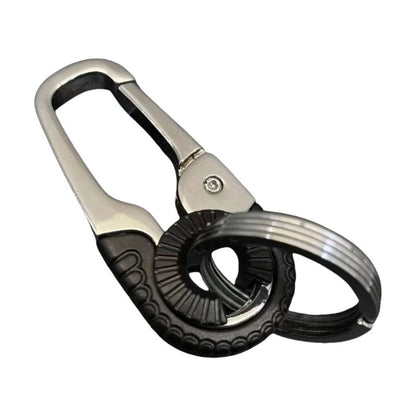 Men Keychain Hook Outdoor Carabiner Double Rings Keyring Making Accessories Alloy Texture for Climbing and Fishing
