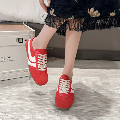 Shoes for Women 2025 Spring Autumn New Genuine Leather Ladies Moral Training Vulcanized shoes Retro Casual Flat Women's Sneakers