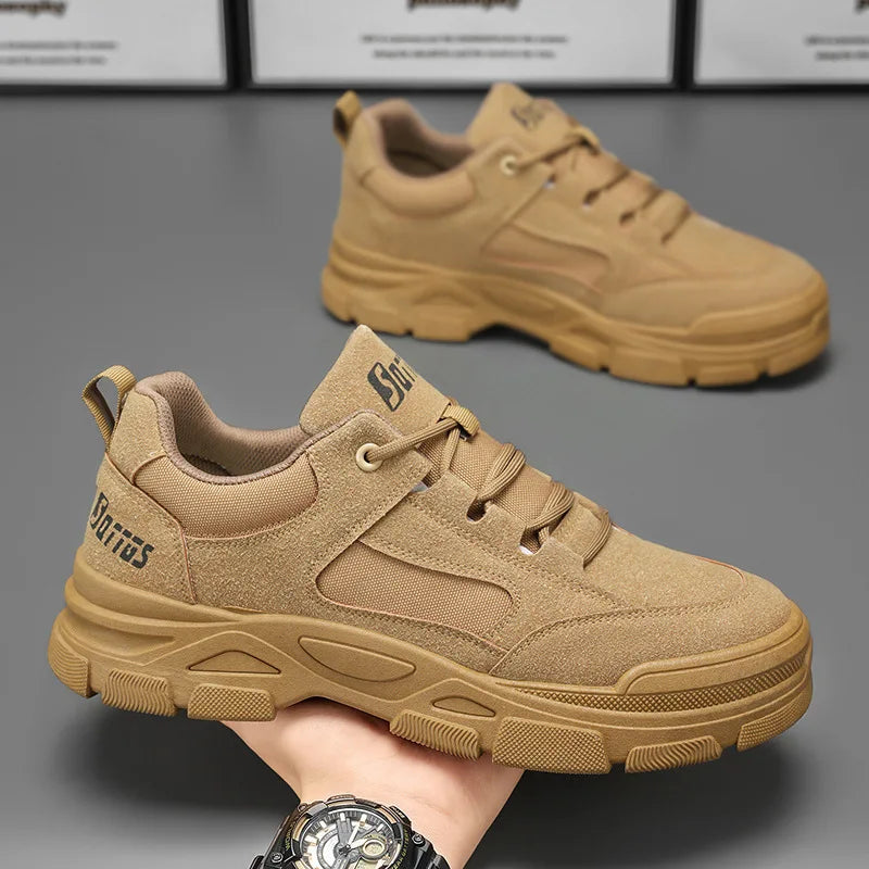 2025 new men's shoes for spring leisure, breathable, anti slip, wear-resistant workwear shoes, men's sports shoes, board shoes