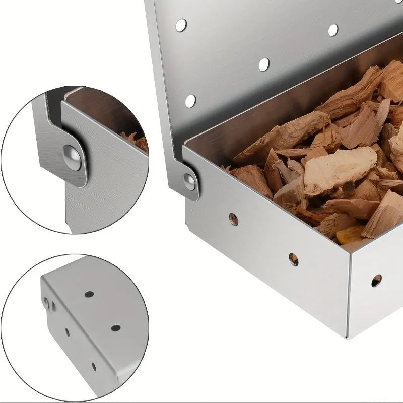 Stainless Steel Smoker Box for Gas BBQ, Wood Chip Smoker, Meat Smoker, Outdoor Cooking Tool, No Power Required bbq accessories
