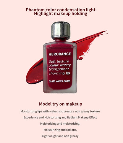 HERORANGE Light Glass-Like Lip Lacquer - Mirror Shine, Hydrating Formula; Smudge-Proof, Long-Wear, and Skin-Brightening