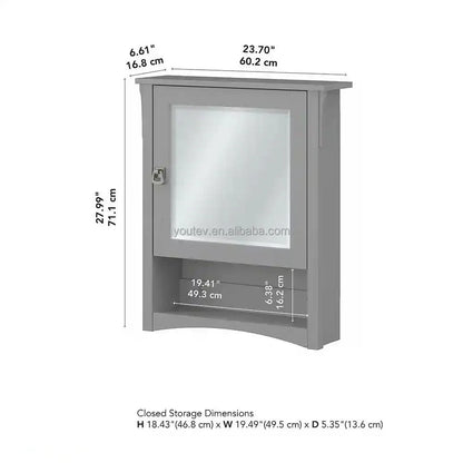 Bathroom Medicine Cabinet With Mirror Wall Mounted Storage Cabinet With Single Door And Open Shelf