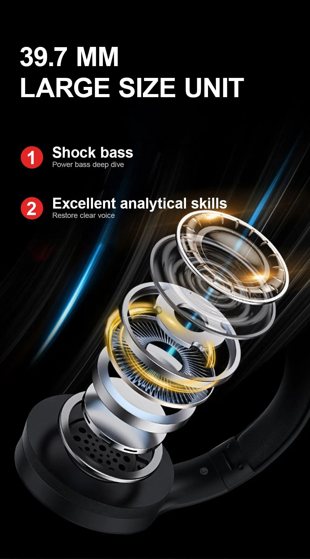 Siindoo JH919 Wireless Bluetooth Headphones Foldable Stereo Earphones Super Bass Noise Reduction Mic For Laptop PC TV