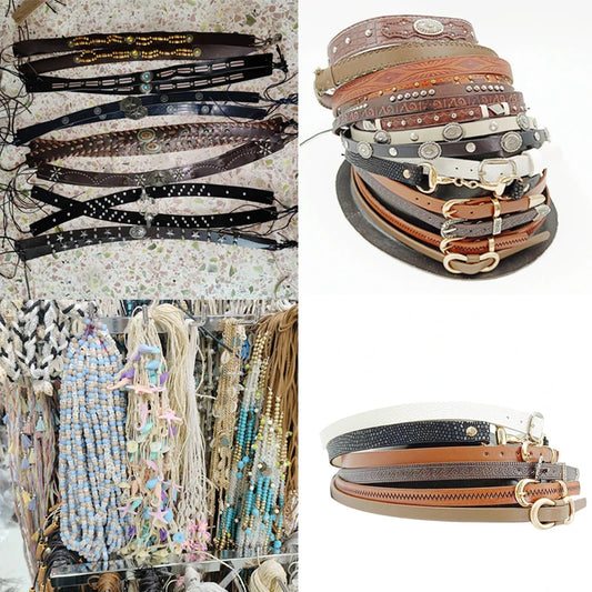 Brand new hat accessories for men and women belt buckle fashion beaded straw fedora decoration outdoorcinturones de mujer