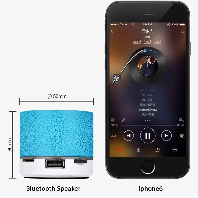 Bluetooth Mini Speaker Wireless Speaker Colorful LED TF Card USB Subwoofer Portable MP3 Music Sound Column For PC Phone