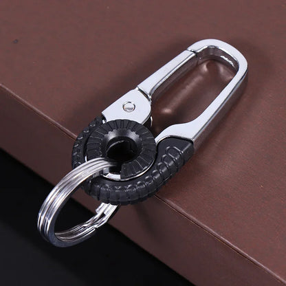 Men's Stainless Steel Keychain Hook Outdoor Carabiner Double Ring Climbing Tool Fishing Key Ring Car Accessories Durable Stylish