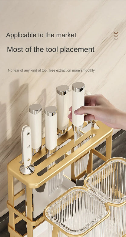Kitchen knife rack, chopstick holder, wall-mounted multifunctional countertop, cutting board, and tool storage rack