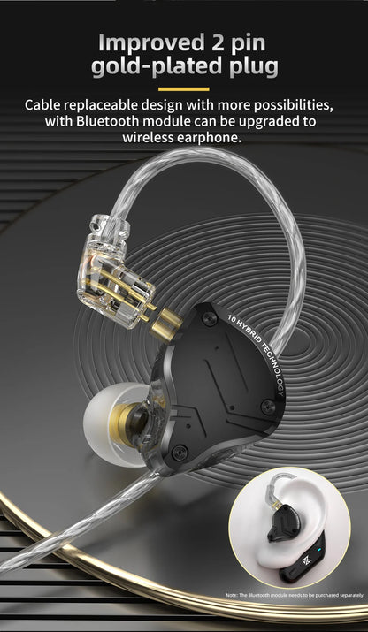 KZ Zs10 pro X Ring Iron Headphones In-ear HIFI High-quality fever-level interchangeable running.