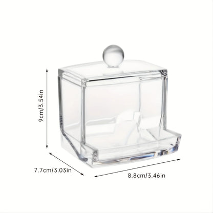 1pc Clear Cotton Swabs Storage Holder Dispenser, Cotton Pads Holder With Lids, Bathroom Storage Container Organizer Art Supplies