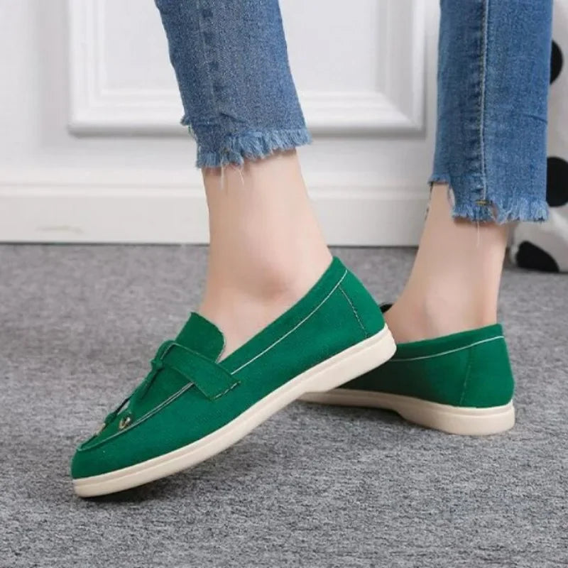 Women Shoes Brand Casual Flat Shoes Leather Cashmere Single Shoes Ladies Walking Non Slip Chaussure Femme Zapatos De Mujer