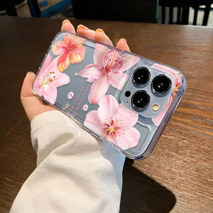 Transparent Cover Phone Case For iPhone 16 15 Pro Max 14 13 12 11 XS X XR 7 8 Plus SE2 Feshon Flowers Pattern