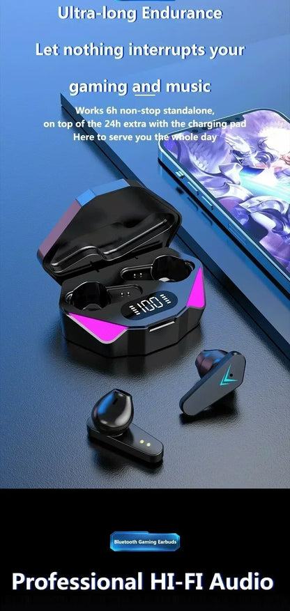 New TWS Gaming Earbuds Wireless Bluetooth Earphones With Mic  9D Stereo Music HiFi Headset For Gamer apply to smartphones