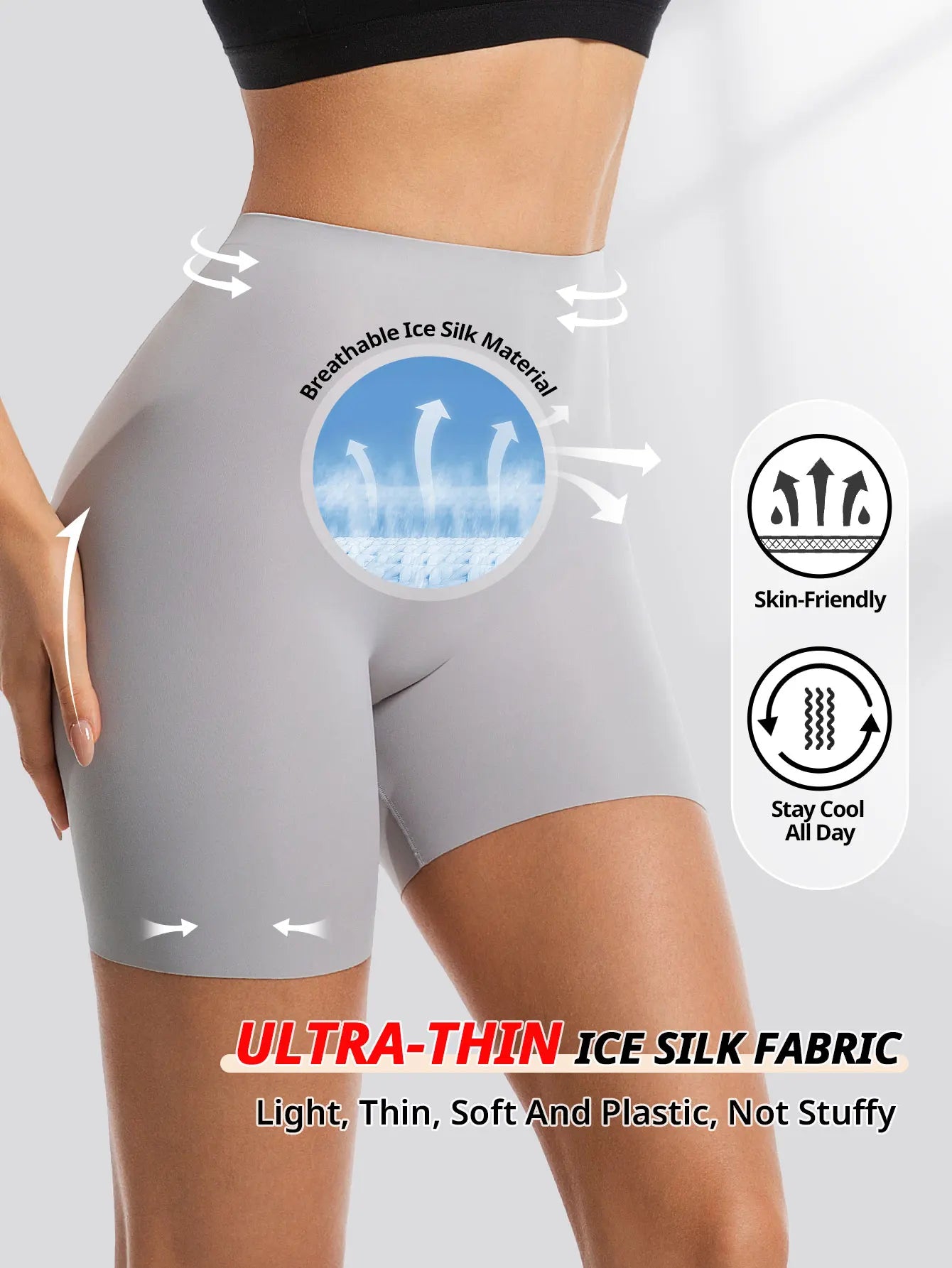 Flarixa Seamless High Waist Shorts Panties For Women Tummy Control Hip Lift Ice Silk Safety Pants Underwear Boyshorts Boxer