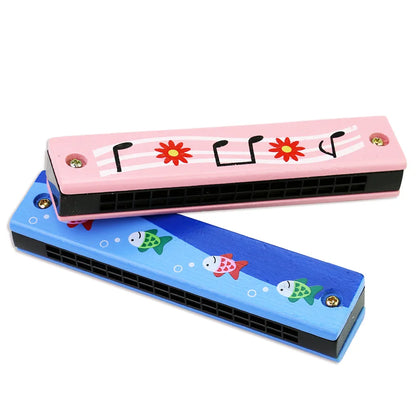 1pc/2/4pcs Children Wooden Harmonica Musical Instrument Toys Music Teaching Aids Puzzle Early Education Kindergarten Beginners