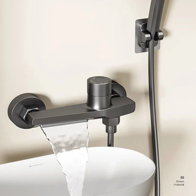 Bathroom Brass Basin Faucets Shower Faucet Wall Mounted Hot Cold Water Dual Spout Mixer Tap For Bathroom