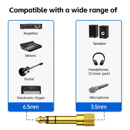 liulz Jack 6.5 6.35mm Male Plug to 3.5mm Female Connector Gold Plating Headphone Microphone AUX Audio Plug