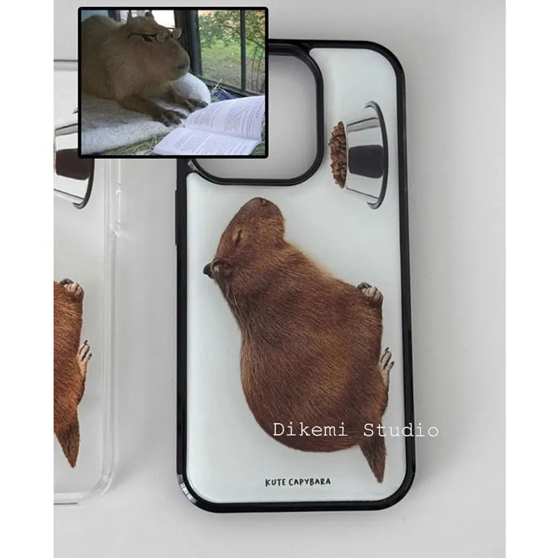 Korean Ins Niche Cute Ugly Cute Capibala Phone Case For iPhone 16 15 14 13 12 11 Pro Max MIni Xr X Xs Max 7 8 Plus Y2K Cover