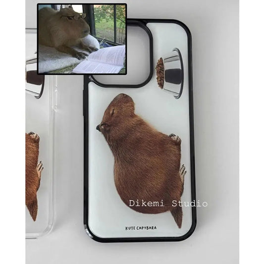 Korean Ins Niche Cute Ugly Cute Capibala Phone Case For iPhone 16 15 14 13 12 11 Pro Max MIni Xr X Xs Max 7 8 Plus Y2K Cover