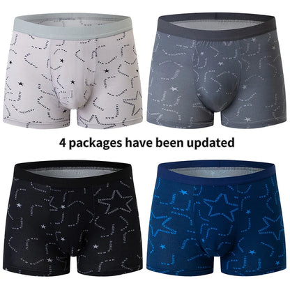 4 Pack Europe and America Size MEN'S FASHION Sexy Boxer Underwear Antibacterial Breathable plus Size Fat MEN'S Shorts Underwear