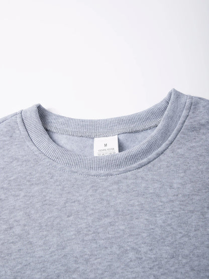 Men's Crew Neck Sweatshirts Solid Color Sweatwear Spring Outdoor Casual Daily Long Sleeve Pullover Hoodie Man Sportswear