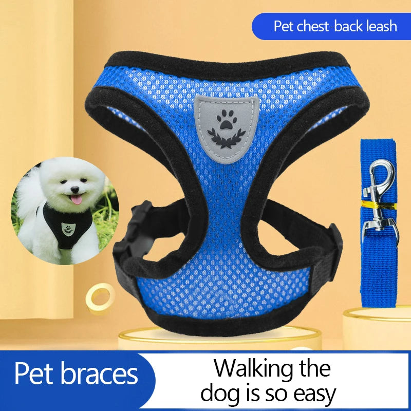 Cat Harness Vest Walking Lead Leash For Puppy Dogs Collar Polyester Adjustable Mesh Dog Harness For Small Medium Pet Accessories