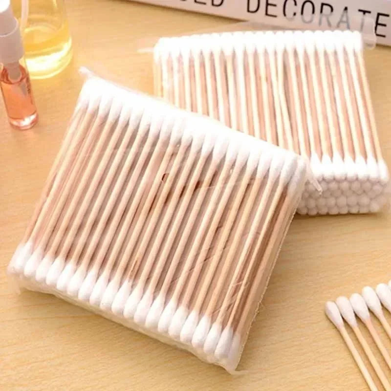 100pcs/Pack 5 Packs Cotton Swabs Double-ended Baby Disposable Cotton Swabs Ear Nose Cleaning Sticks Healthy Cleaning Tools