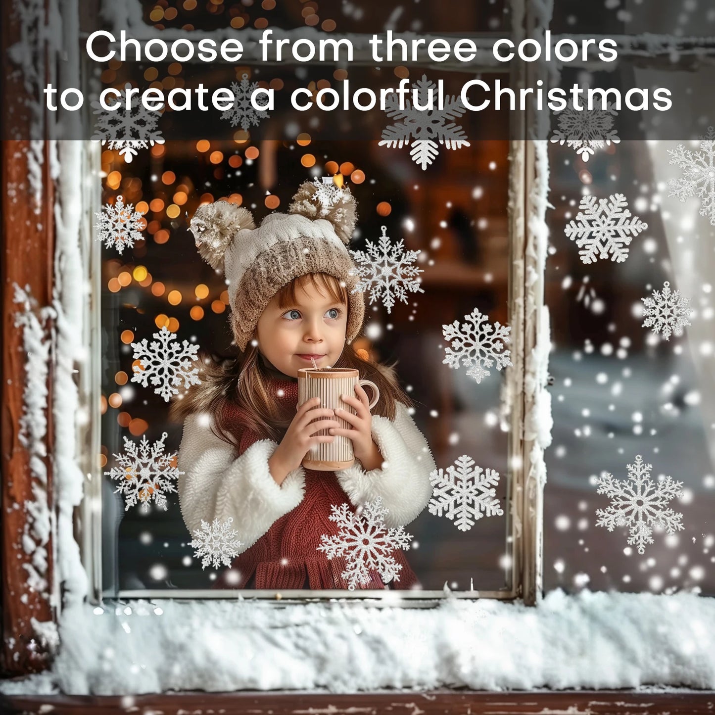 48pcs Snowflakes-Christmas Tree Decoration Snowflake Ornaments for Tree Plastic Glitter Christmas Indoor Winter Wonderland Decor