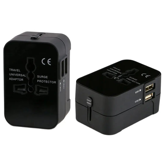 Universal Worldwide All in One Phone Charger Travel Plug Wall AC Power Plug Adapter with Dual USB Charge Port for USA EU UK AU