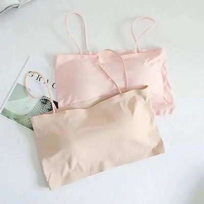 Clearance_Women Crop Top Sexy Bra Seamless Tank Tops 2023 Summer Female White Strap Top Backless Camisole Solid Croppe_Continuou