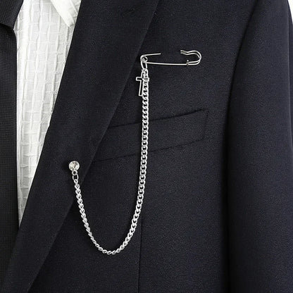 Chain Brooch for Men Long Chains Pins Men's Fashion Suit Accessories Personality Exaggerated Trendy Mens  Brooches