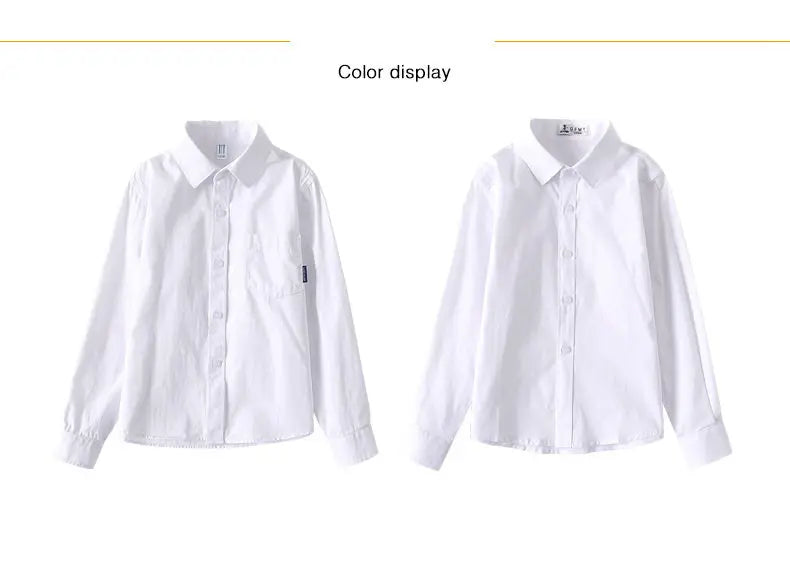 Kids Clothes Girls 8 To 12 Cotton Children Long Sleeve White Shirts Primary School Uniform for Teenage Boys Button Tops 6-16Yrs