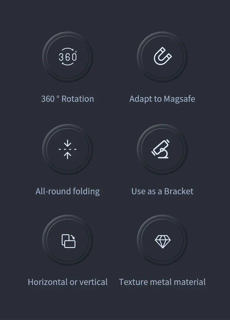 For MagSafe Double Sided Magnetic Phone Ring Holder Portable Folding Cellphones Stand Phone Accessories Support Bracket Grip