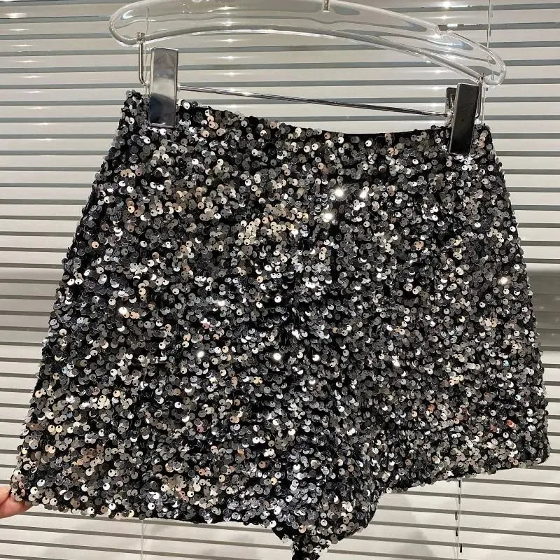 New Autumn Black Velvet Shorts Women Sequined Shiny Versatile Short Pants Clubwear Shorts Hot Pants High Street