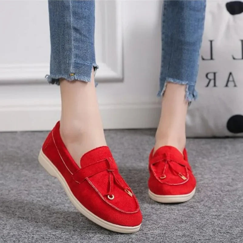 Women Shoes Brand Casual Flat Shoes Leather Cashmere Single Shoes Ladies Walking Non Slip Chaussure Femme Zapatos De Mujer