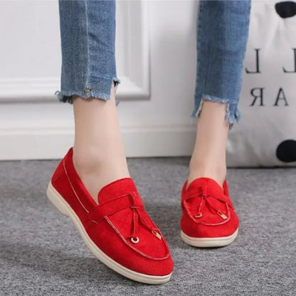 Women Shoes Brand Casual Flat Shoes Leather Cashmere Single Shoes Ladies Walking Non Slip Chaussure Femme Zapatos De Mujer