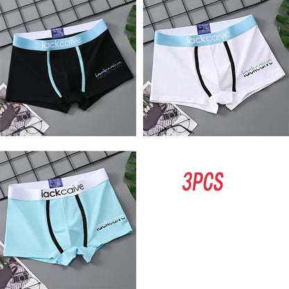 3Pcs Male Panties Cotton Men's Underwear Boxers Breathable Man Boxer Printed Underpants Comfortable Shorts Men Underwear M-3XL