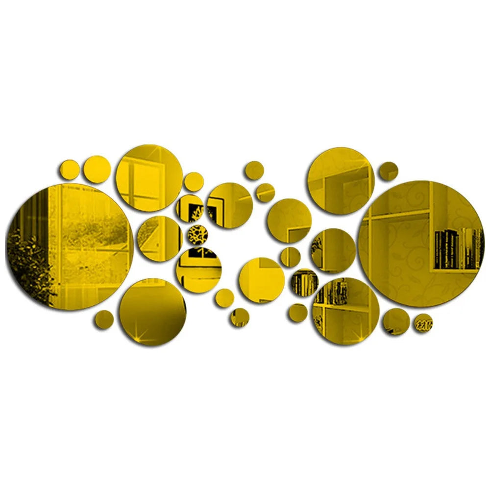 26pcs Round Acrylic Mirror Stickers - Self-Adhesive Removable Bathroom/Kitchen Wall Decor, Shatterproof Tile Art for Ceramic