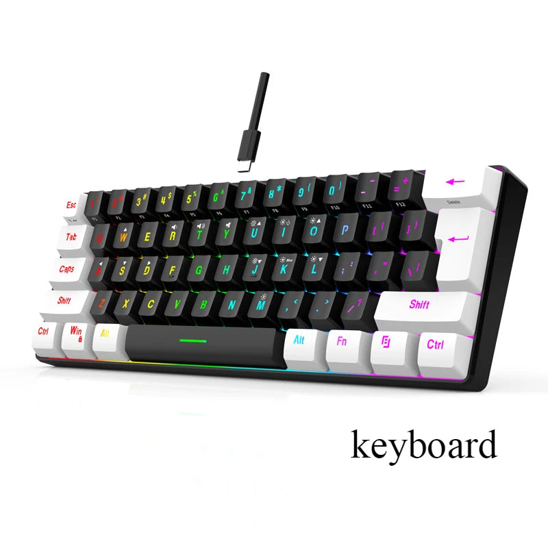 Keyboard and mouse sets 60% RGB gaming with keyboards mouse combo pc kit gamer backlit mini 61 keys computer wired set key board