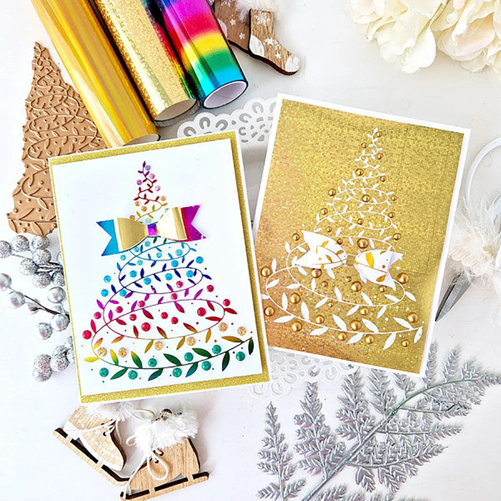 Christmas Tree And Sentiment Words Metal Cutting Dies For DIY Card Making Scrapbooking Photo Album Crafting Supplies Template