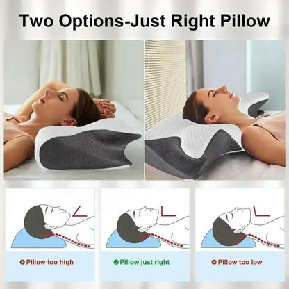 1pc Memory Foam Cervical Pillow, 2 in 1 Ergonomic Contour Orthopedic Pillow for Neck Pain, Contoured Support Pillows,Neck Pillow