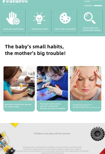 HOMEFISH 1000 DIY creative building blocks bulk set Urban Classic building Assembled birthday gift children's educational toys