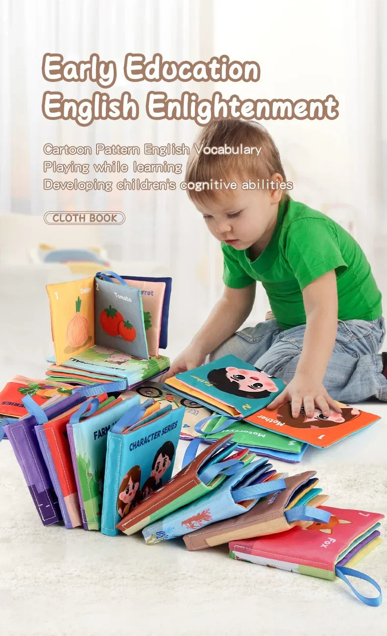 Cloth Book for Early Education Toys 4-page 8-sided English Palm Book Books for Kids Manga Book English for Child Kids